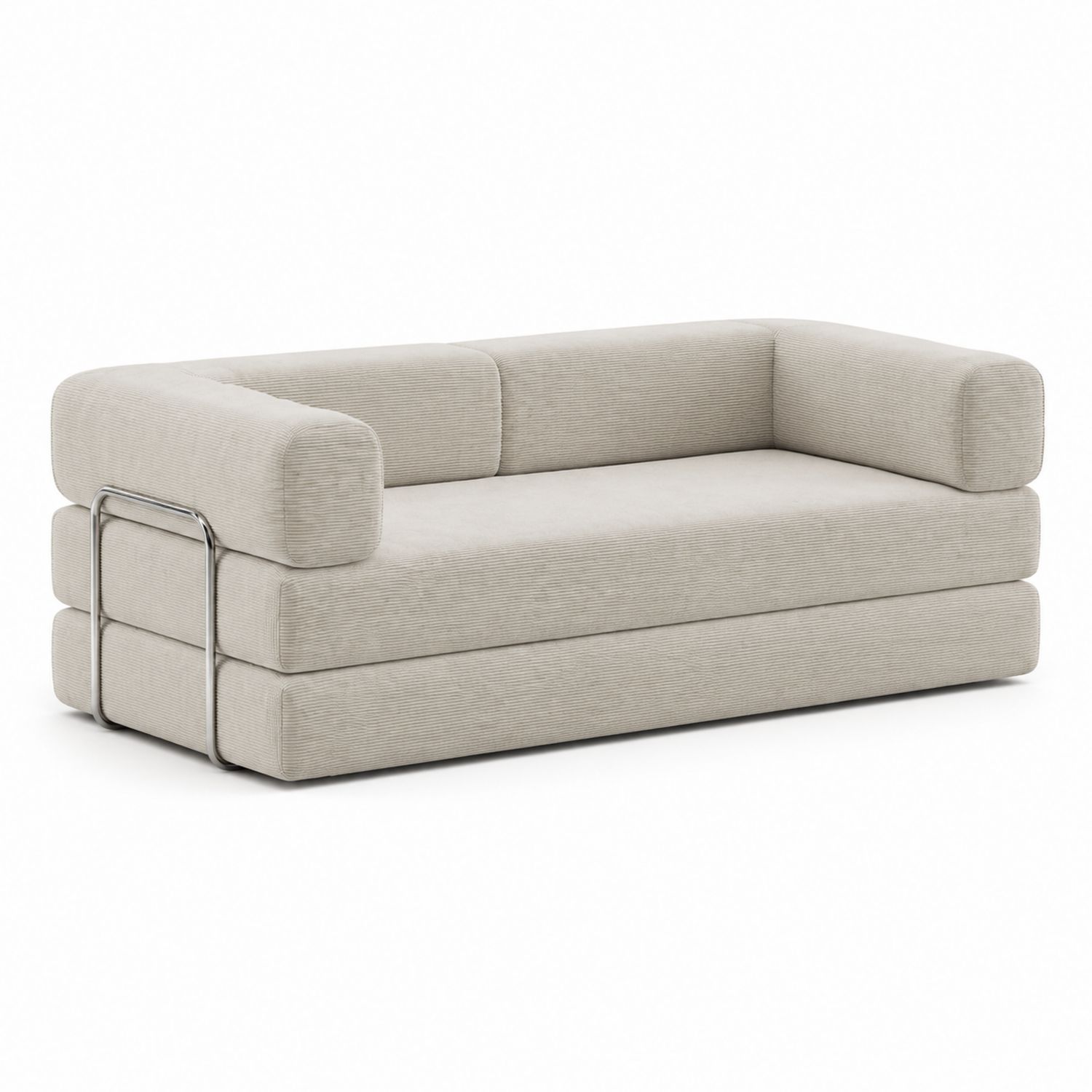 Modulares Sofa mit Polyester Stoff und Stahlrahmen Beige