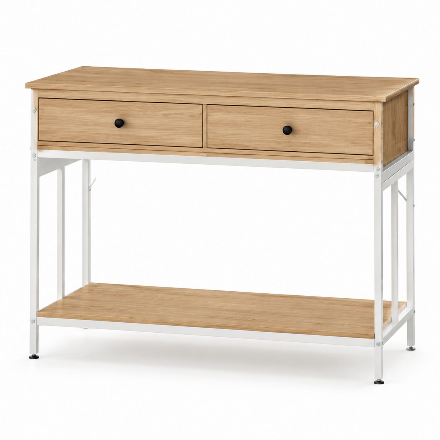 Konsolentisch mit Holz- und Metallrahmen Beige/Weiß
