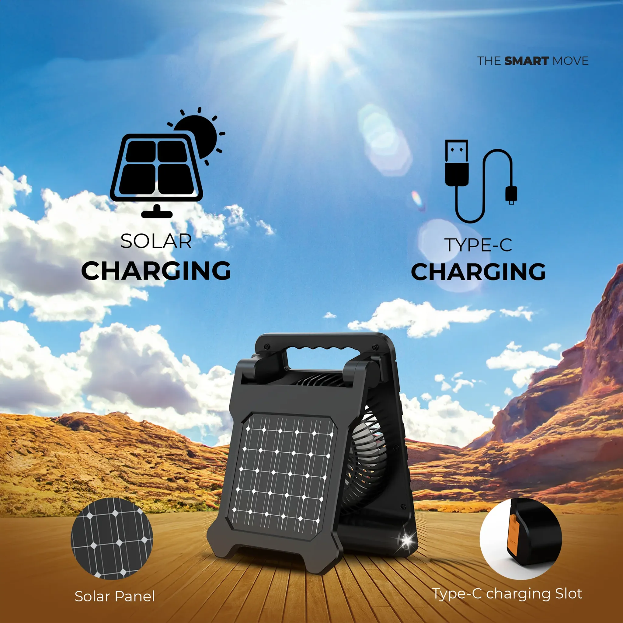 🌬️3-in-1 Solar LED Fan with Power Bank