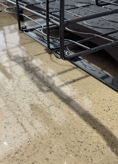 Expandable 2-Tier Carbon Steel Dish Drying Rack in use