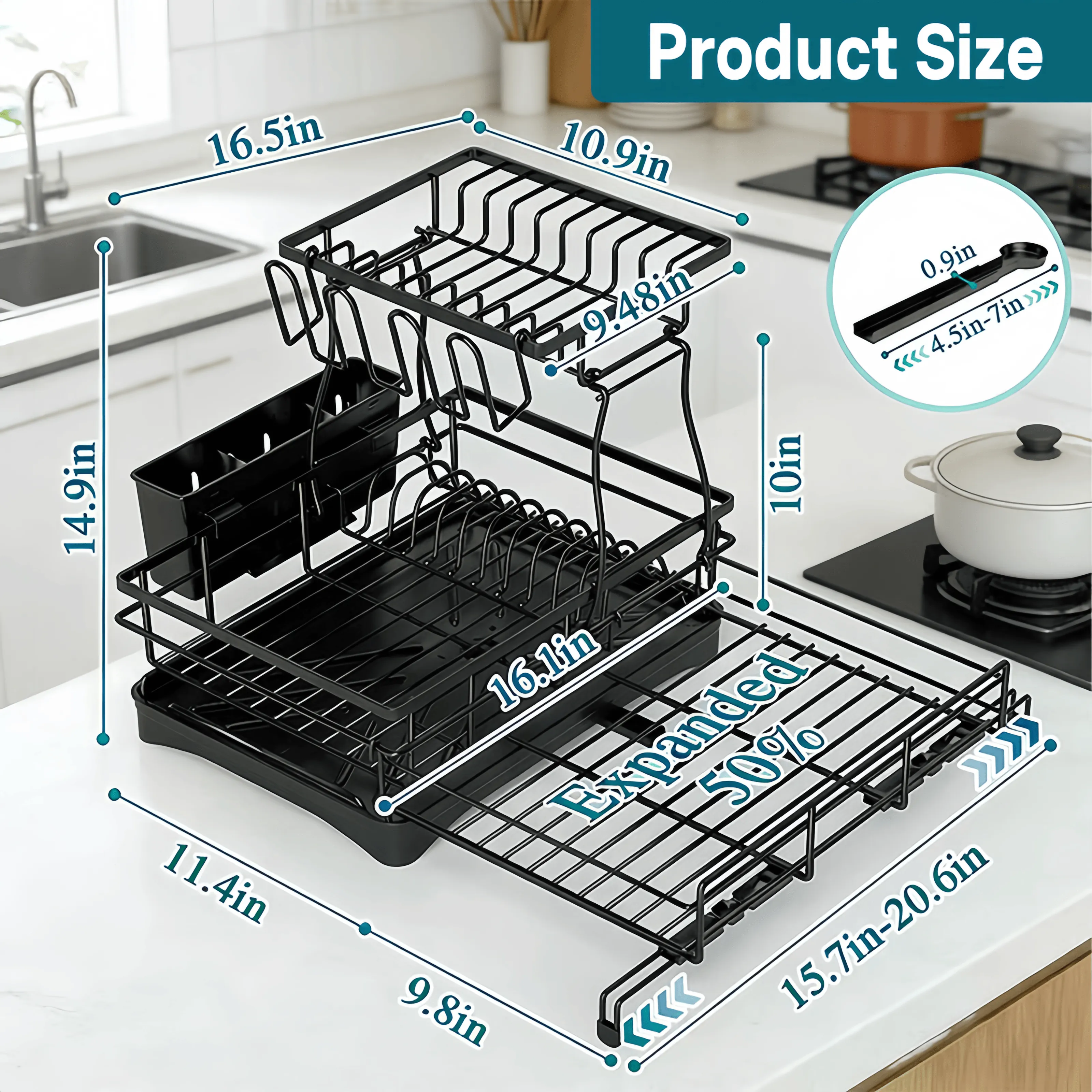 Expandable Dish Drying Rack with 360° Drainage🍽️✨