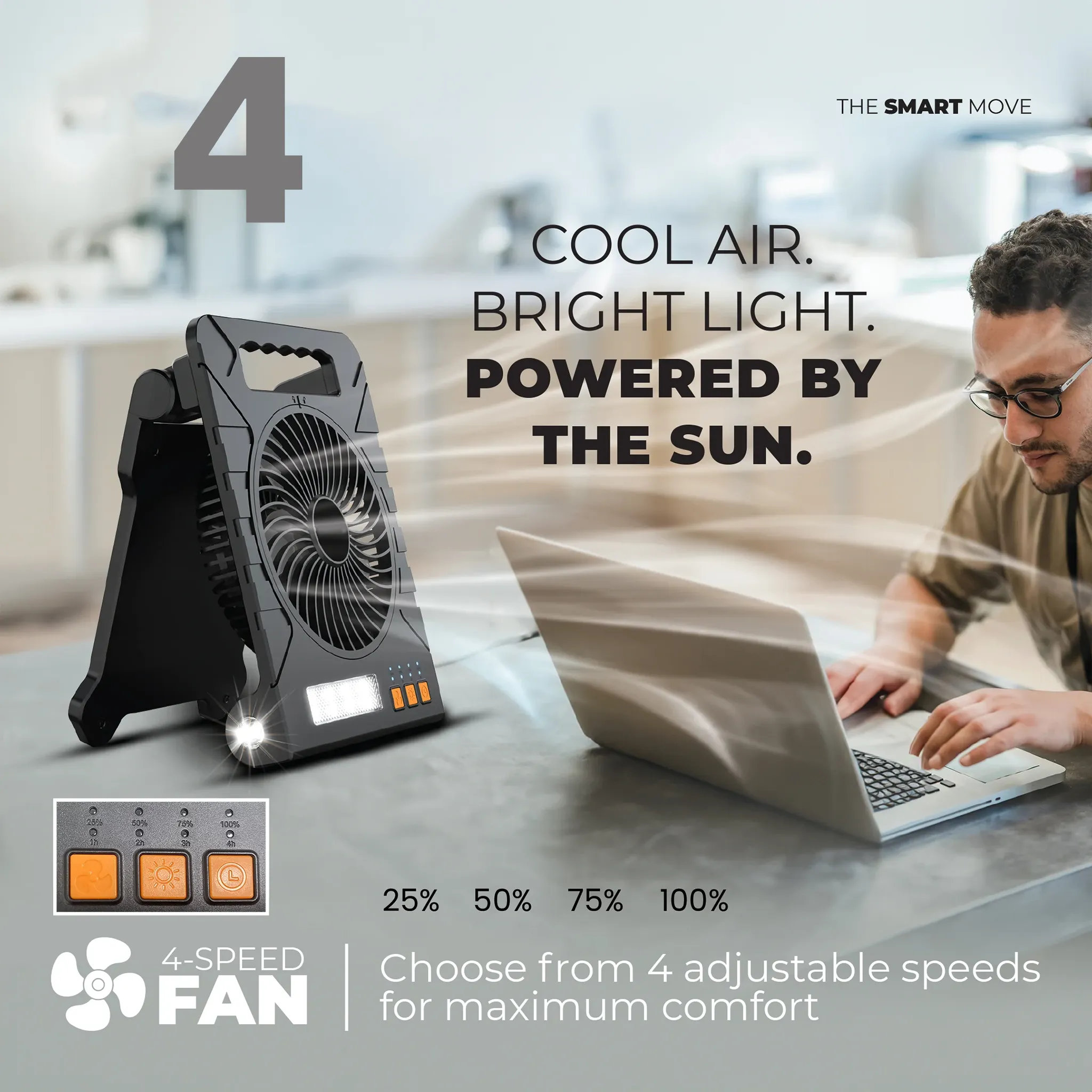 🌬️3-in-1 Solar LED Fan with Power Bank