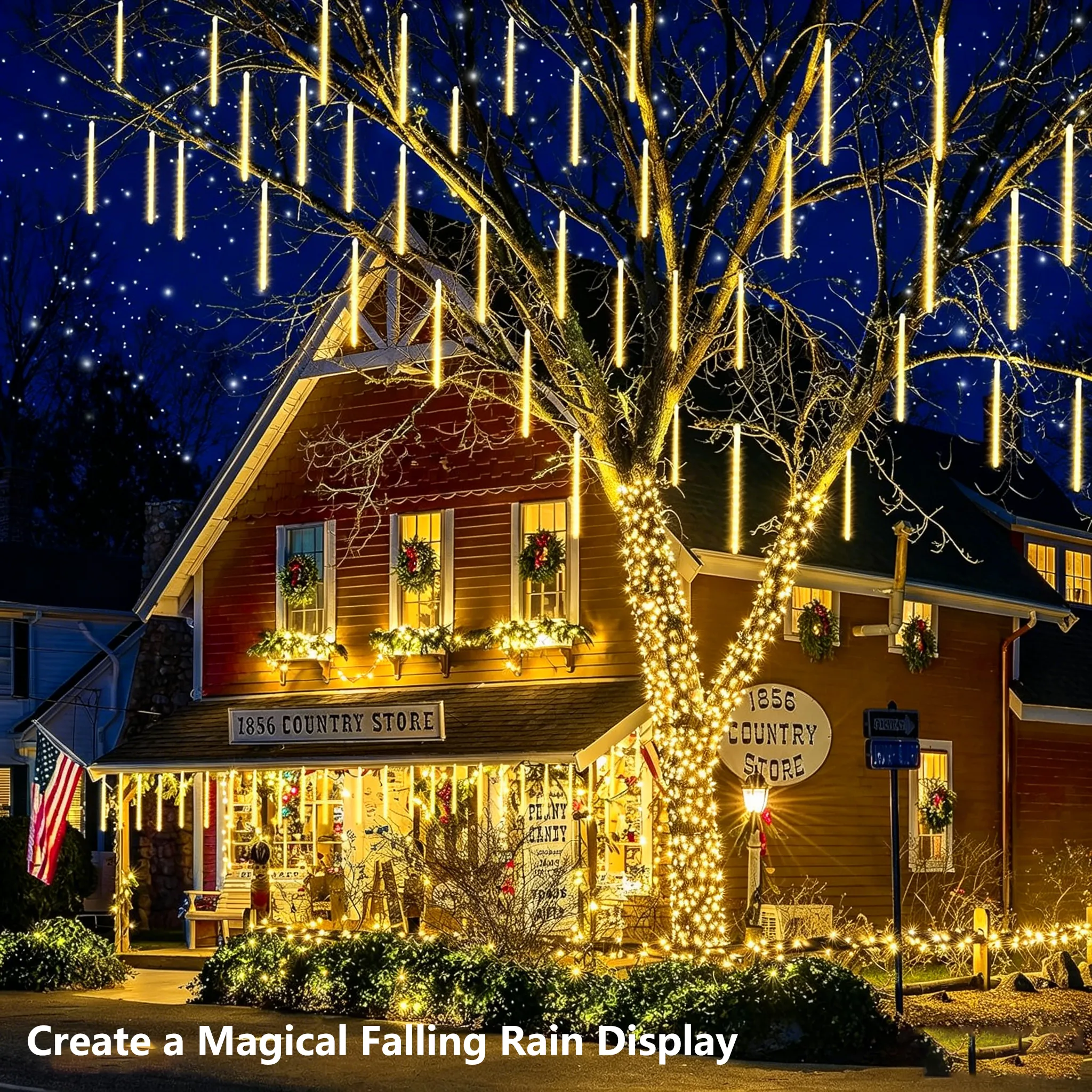 ✨ Meteor Shower LED Light Strings – Waterproof Outdoor Falling Rain Lights