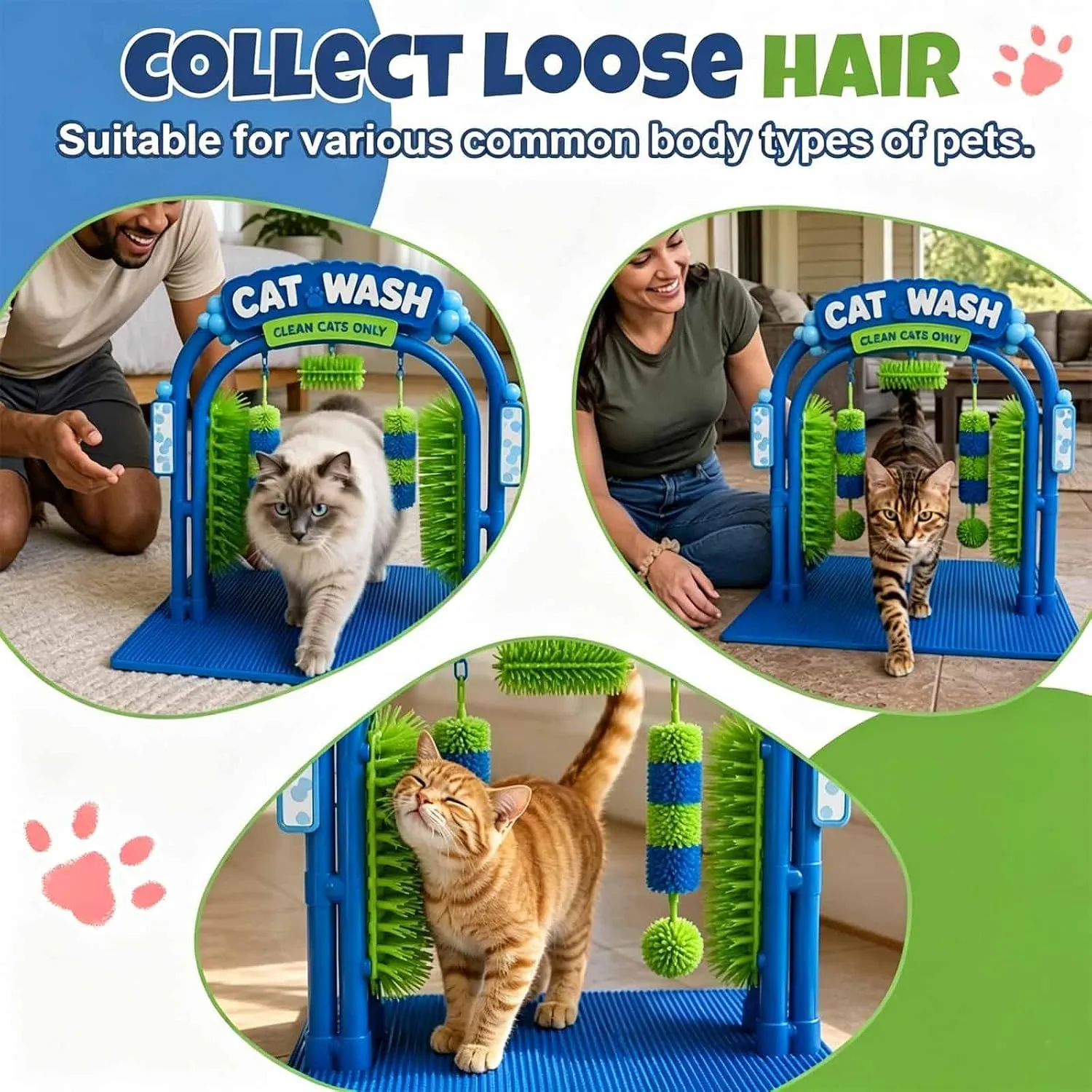 Cat Wash Self-Grooming Station – Hands-Free Brushing & Loose-Fur Catching