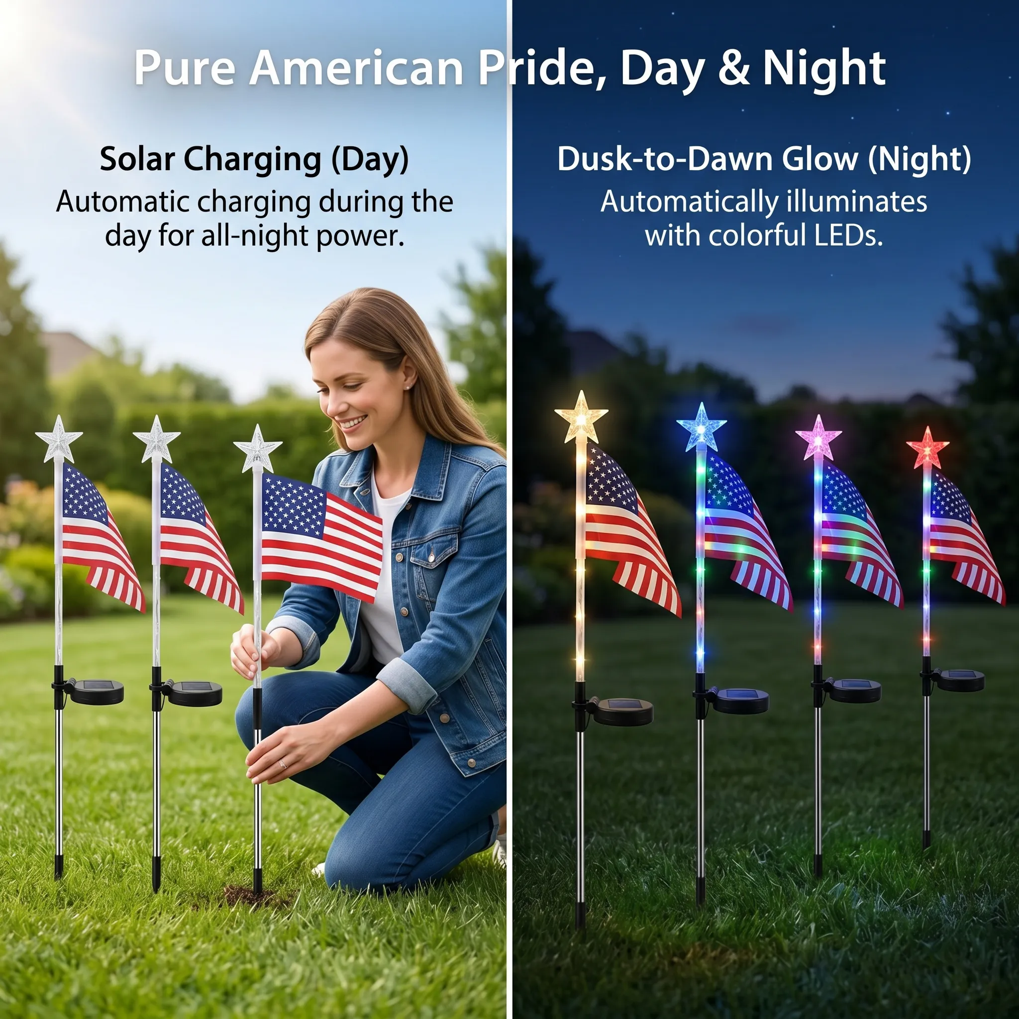 🇺🇸 LED Flag Solar Lights