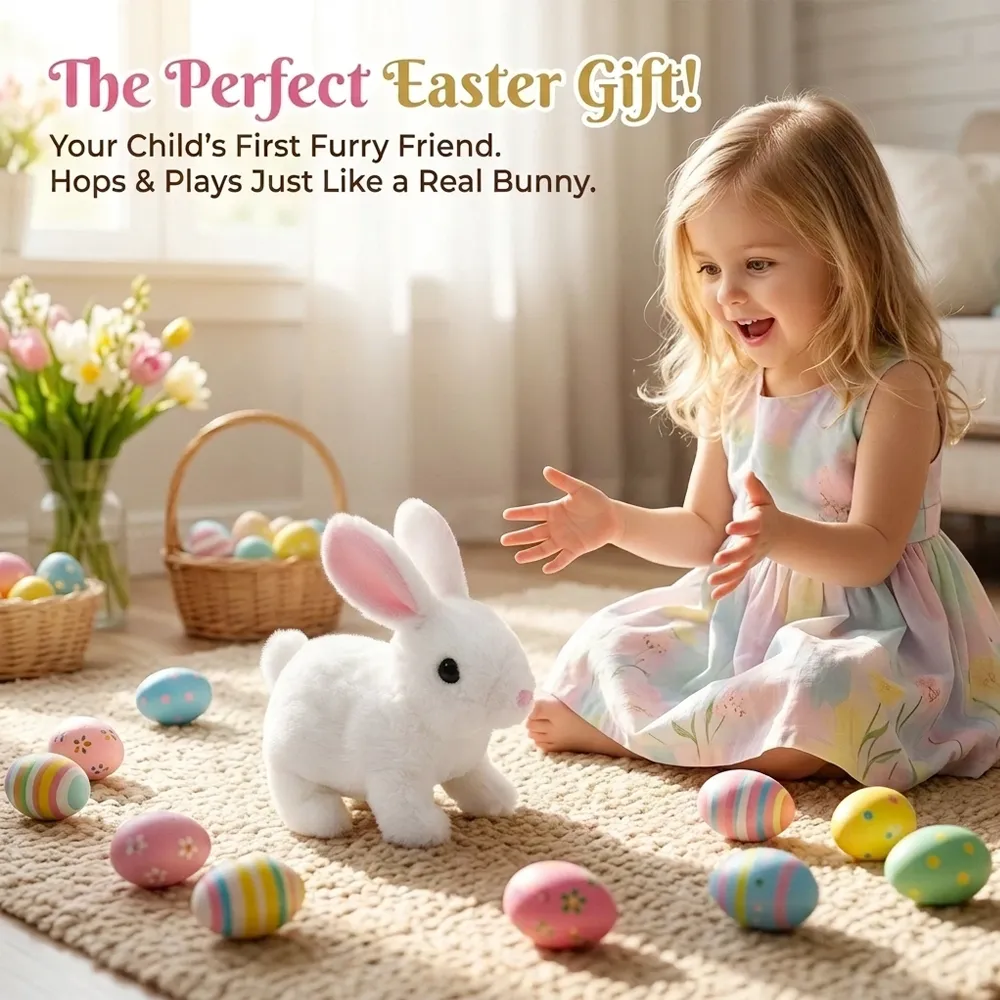 🐰 Interactive rabbit plush toy with 🎁 3D Printed Easter Bunny Egg Fidget Toy