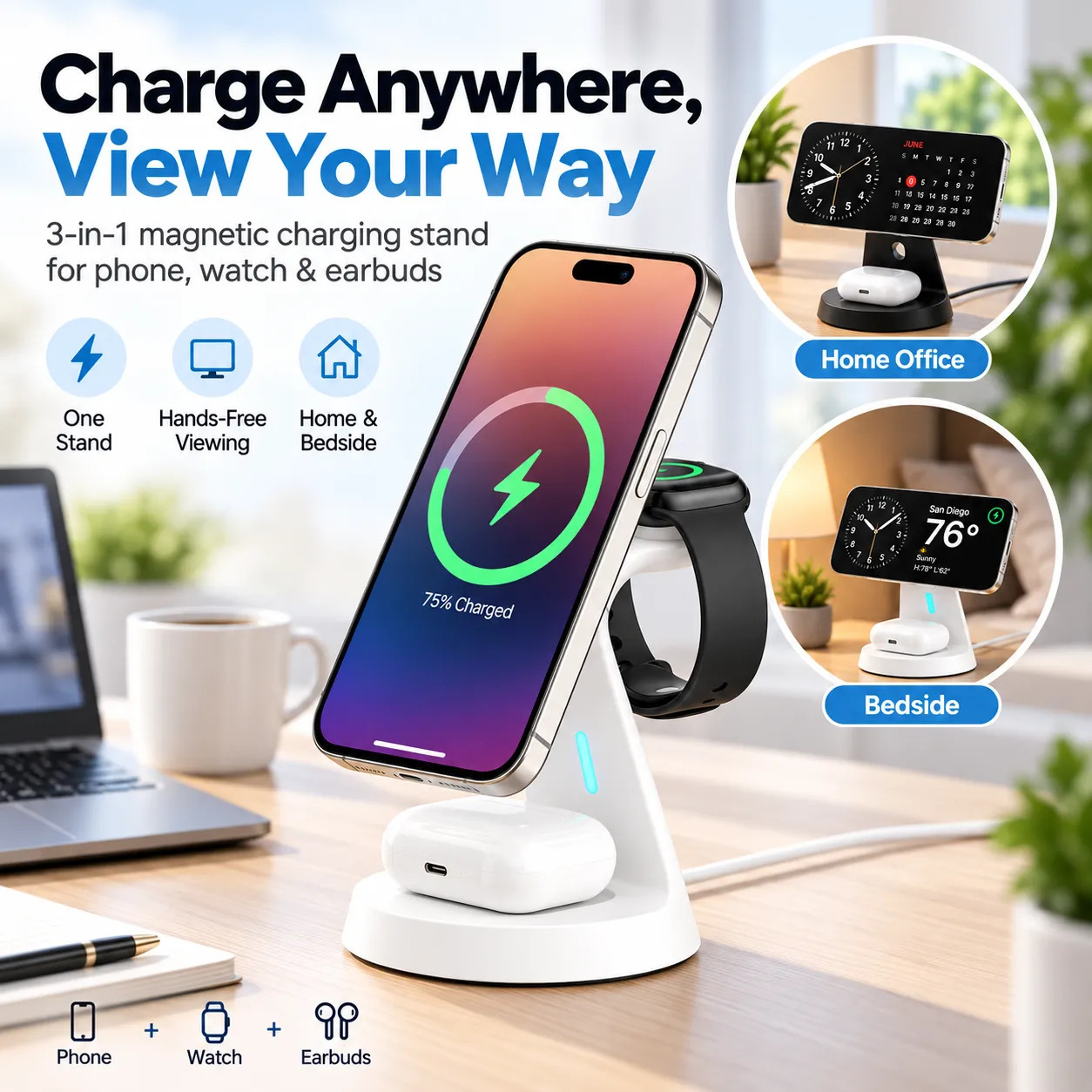3-in-1 Magnetic Wireless Charging Stand