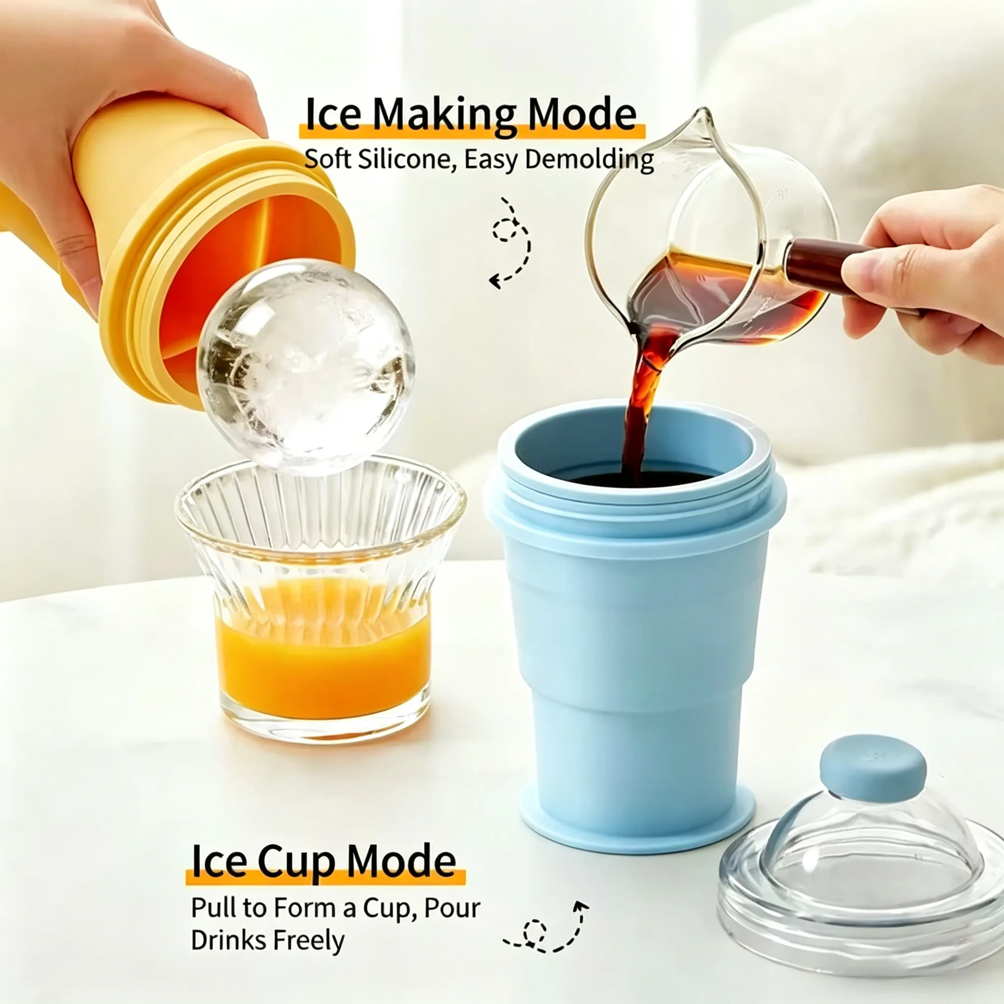 🧊 Foldable Ice Ball Cup: Save freezer space and enjoy slow-melting ice for perfect sipping. ❄️