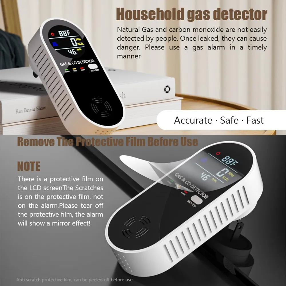 🔥 Plug-In Gas Leak Detector with Temperature & Humidity Monitor