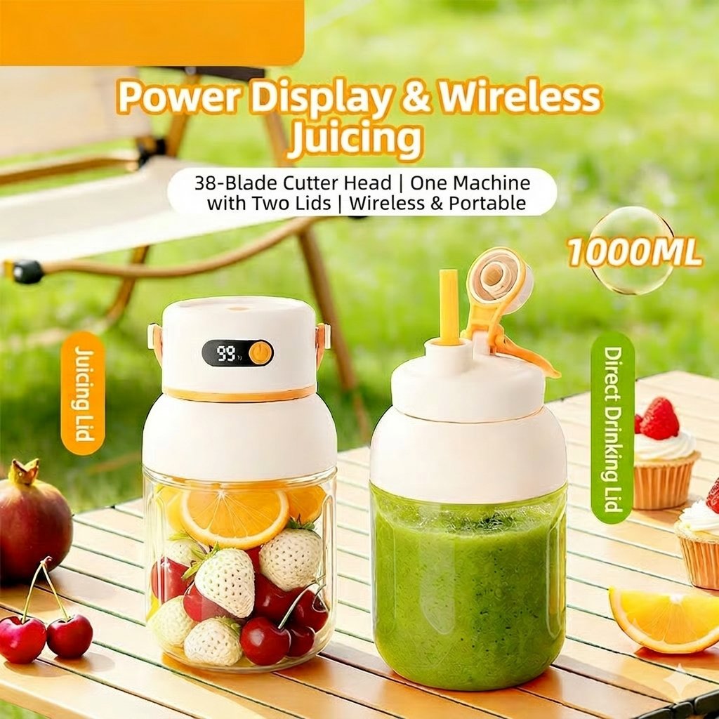 Portable Electric Juicer Cup with zero cord hassle : Drink fresh nutrient-rich smoothies without struggling with heavy blenders.