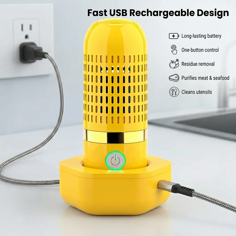 Portable Ultrasonic Fruit & Vegetable Washer – Wireless USB Rechargeable Food Purifier