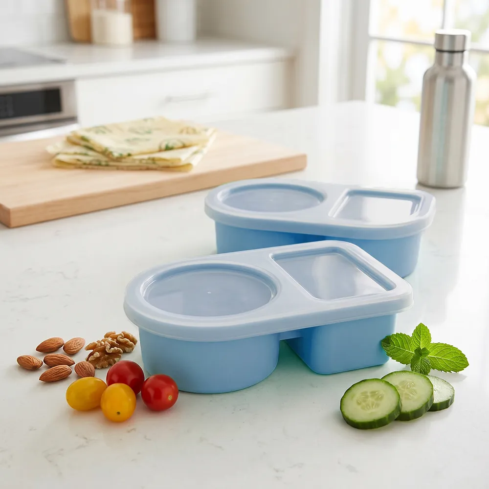🥗Reusable Silicone Snack Box – Double Compartment Mini Food Storage Container