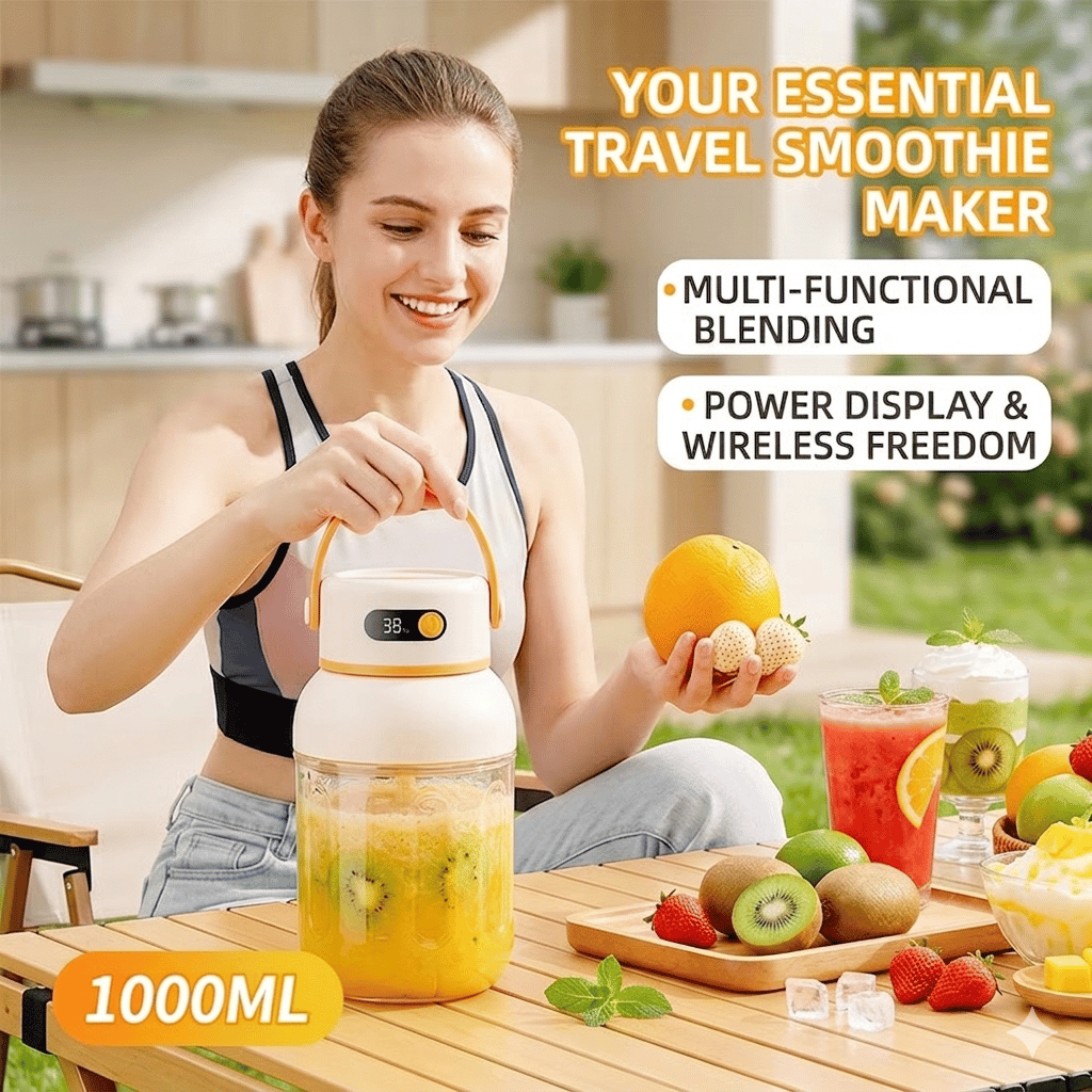 Portable Electric Juicer Cup with zero cord hassle : Drink fresh nutrient-rich smoothies without struggling with heavy blenders.