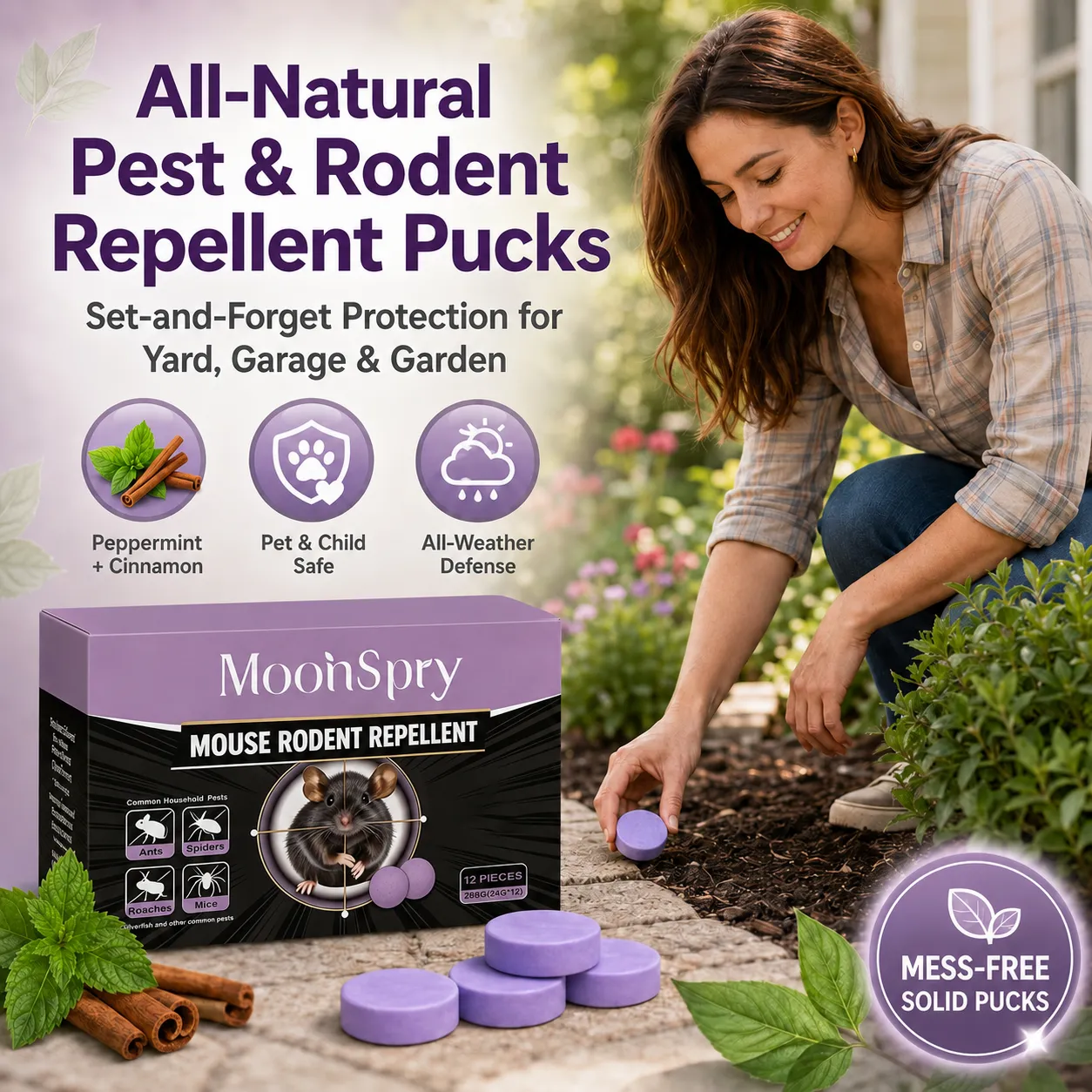 🌿 All-Natural Peppermint & Cinnamon Pest & Rodent Repellent Pucks