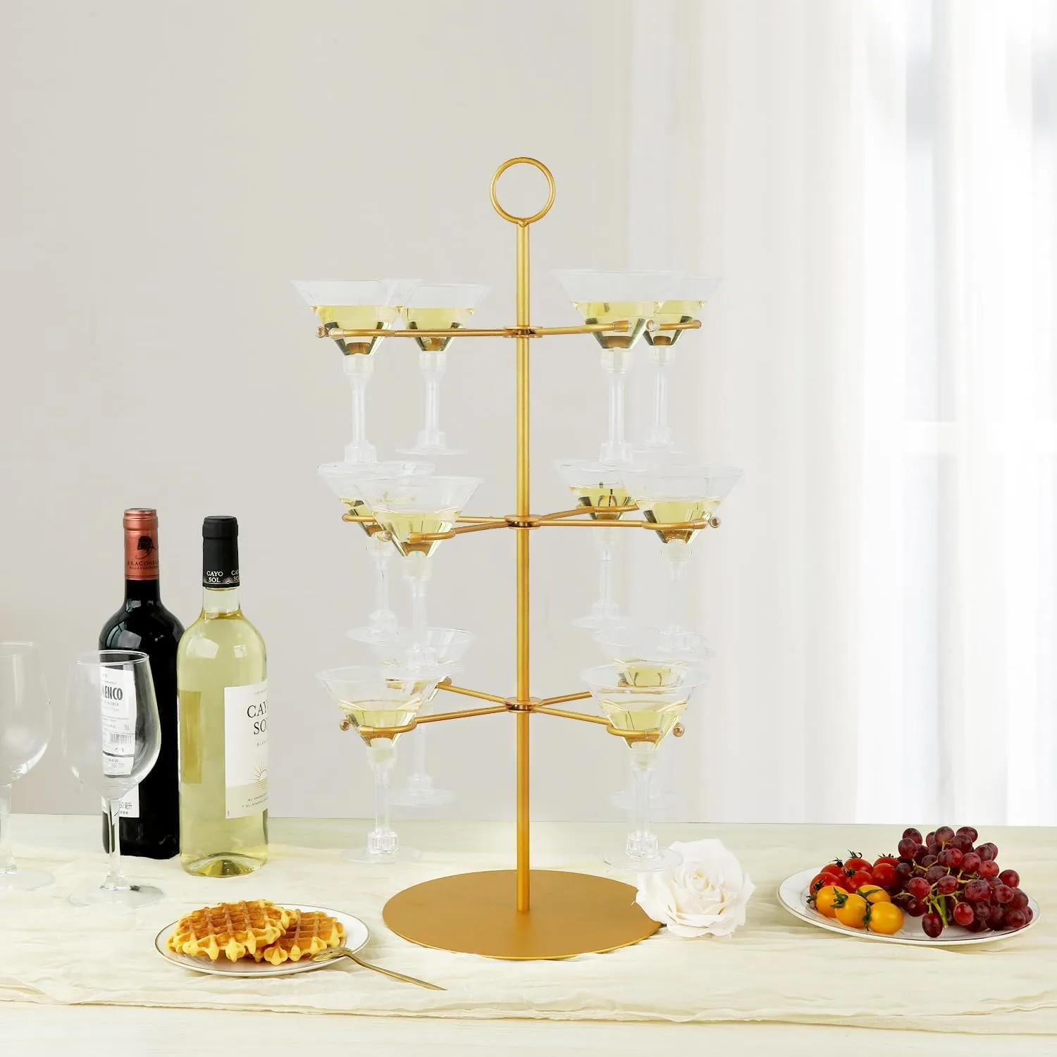 Celebration-Ready 3-Tier Cocktail Glass Tree