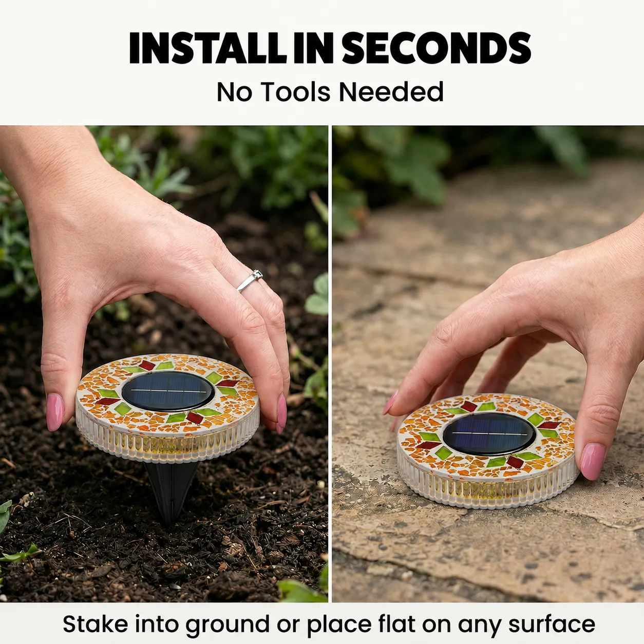 ✨ Solar Mosaic Ground Stake Light – Waterproof LED Outdoor Pathway Light