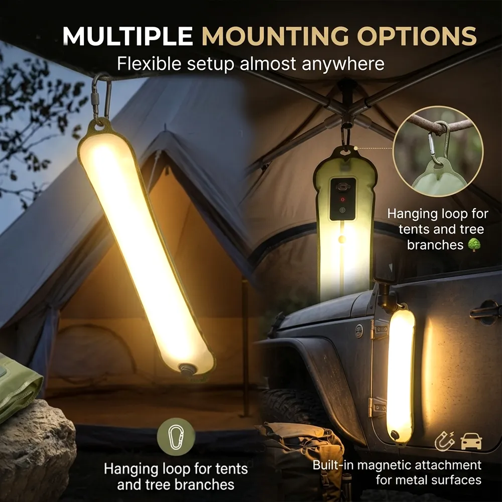 🏕️ Rechargeable Camping Light Strip – Foldable Waterproof LED Tent Light with Type-C Charging