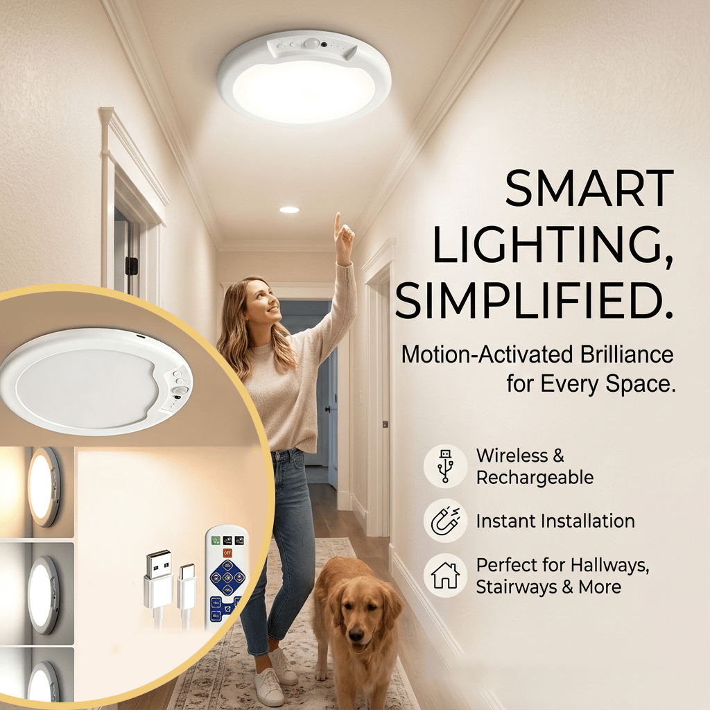 Rechargeable Motion Sensor LED Ceiling Light