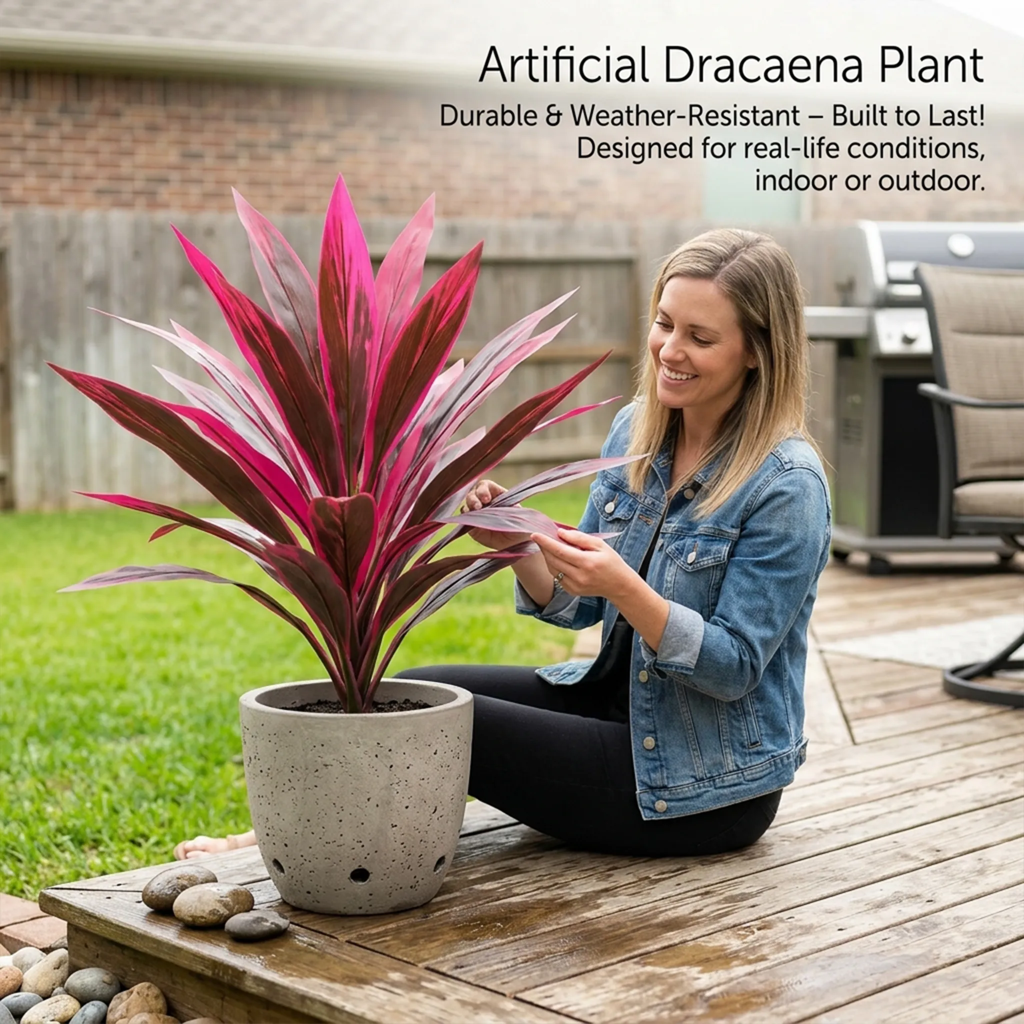 🌿 Artificial Dracaena Plant – Lifelike Indoor Greenery Decor (22 Inch)