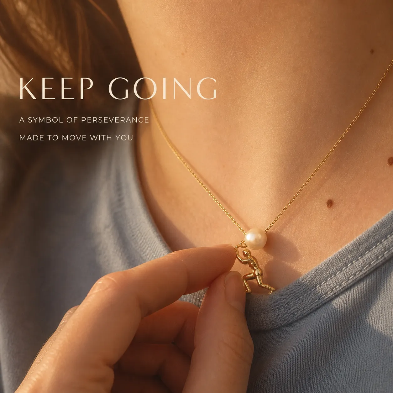 Keep Going Pearl Pendant Necklace