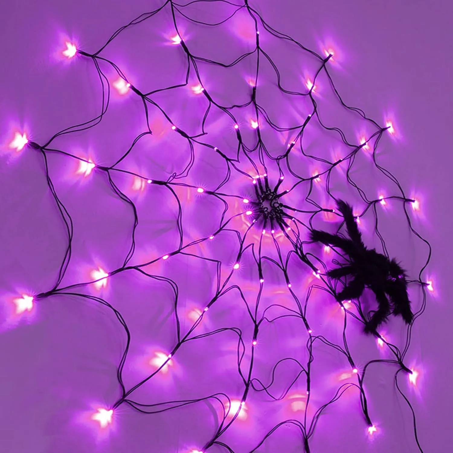 70-LED Halloween Spider Web Lights with Spider
