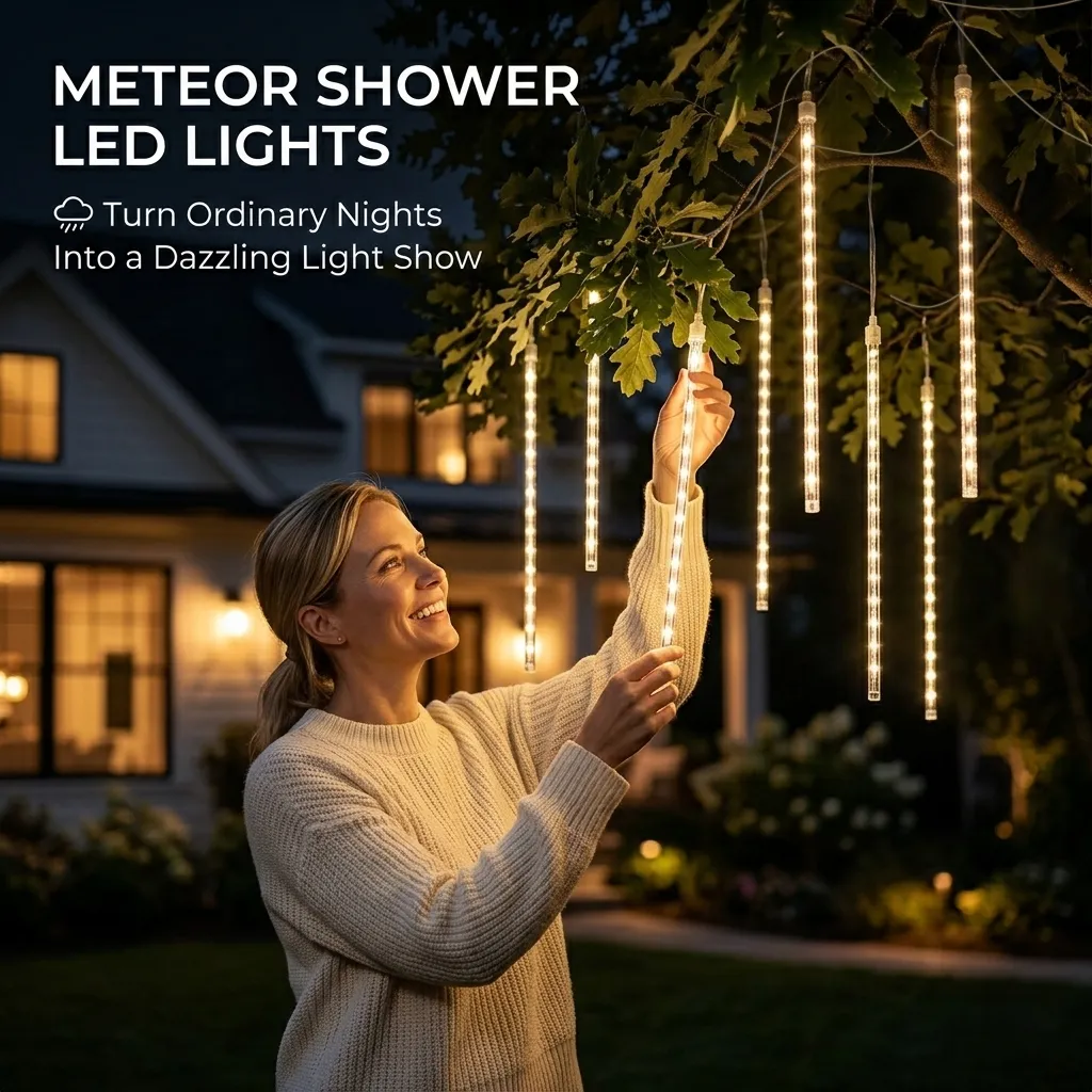 ✨ Meteor Shower LED Light Strings – Waterproof Outdoor Falling Rain Lights