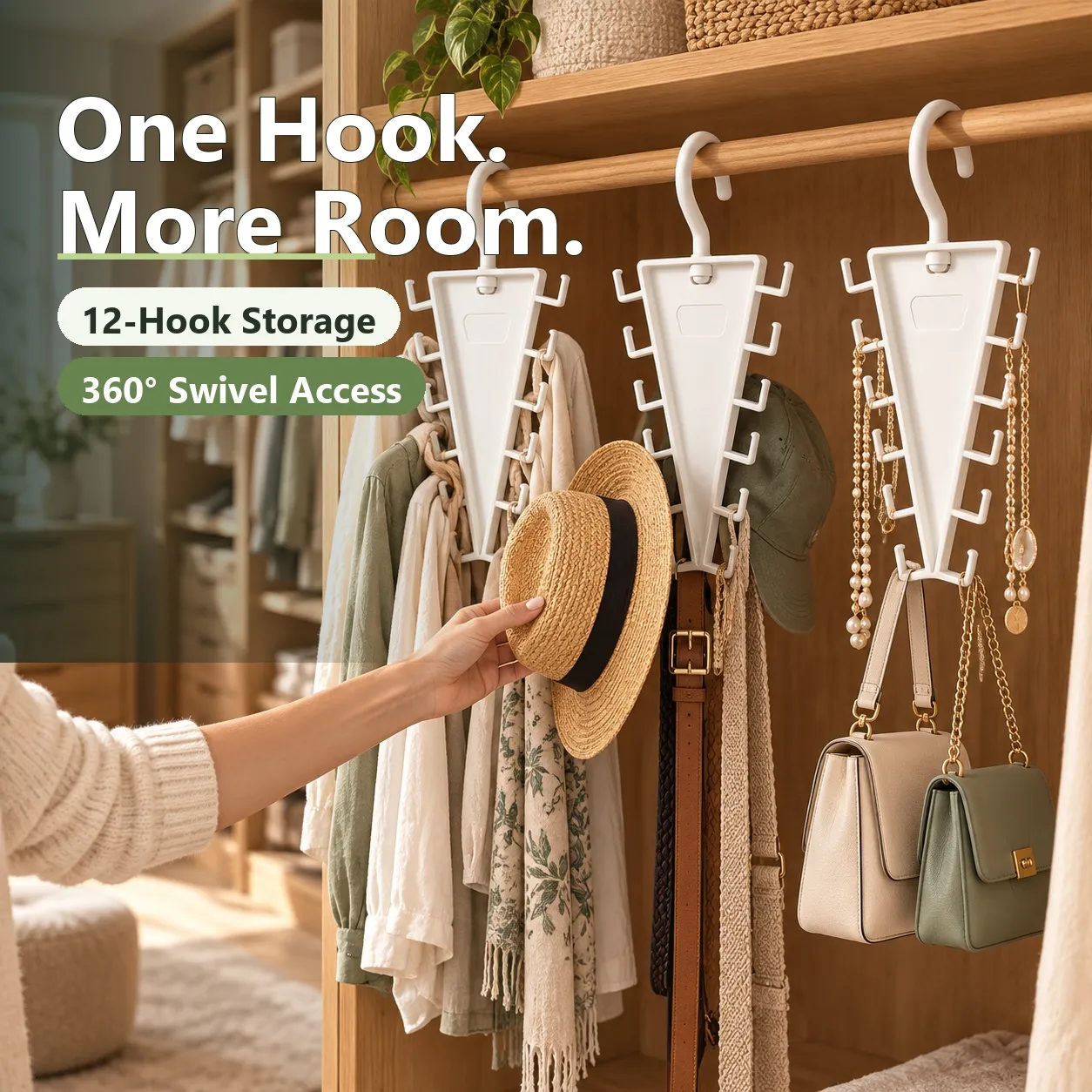 12-Hook V-Shaped Closet Organizer