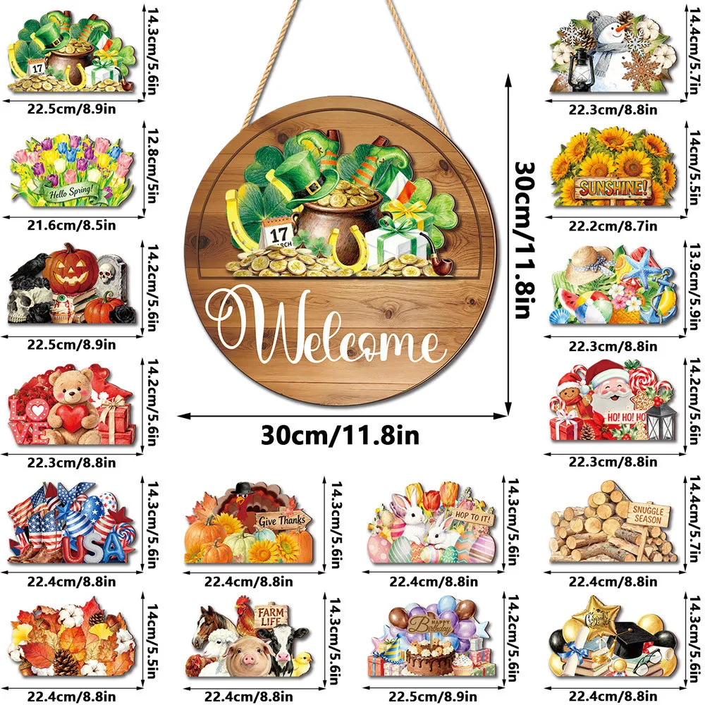 Interchangeable Seasonal Welcome Door Sign Set