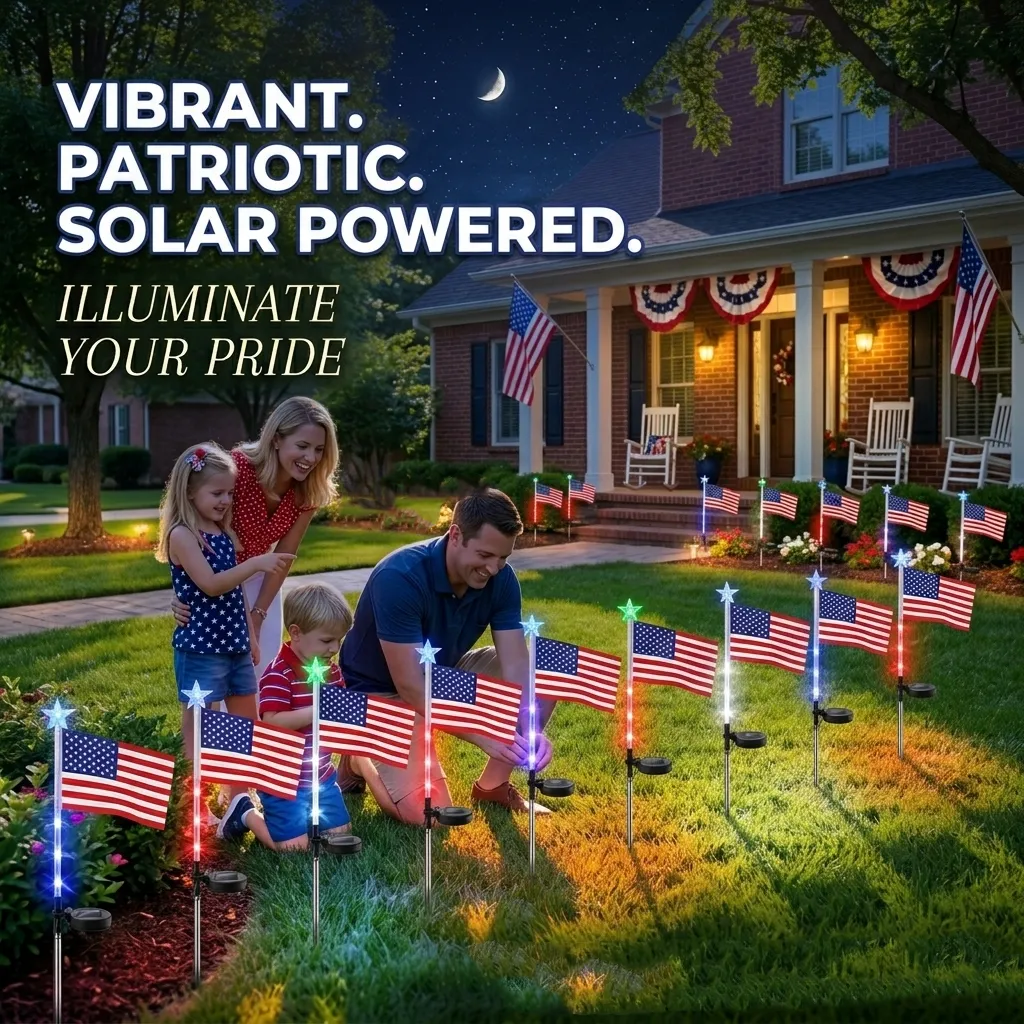 🇺🇸 LED Flag Solar Lights