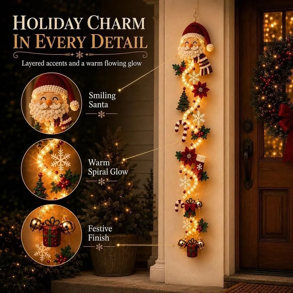 Glowing Christmas Door Hanger – Light-Up Vertical Holiday Décor