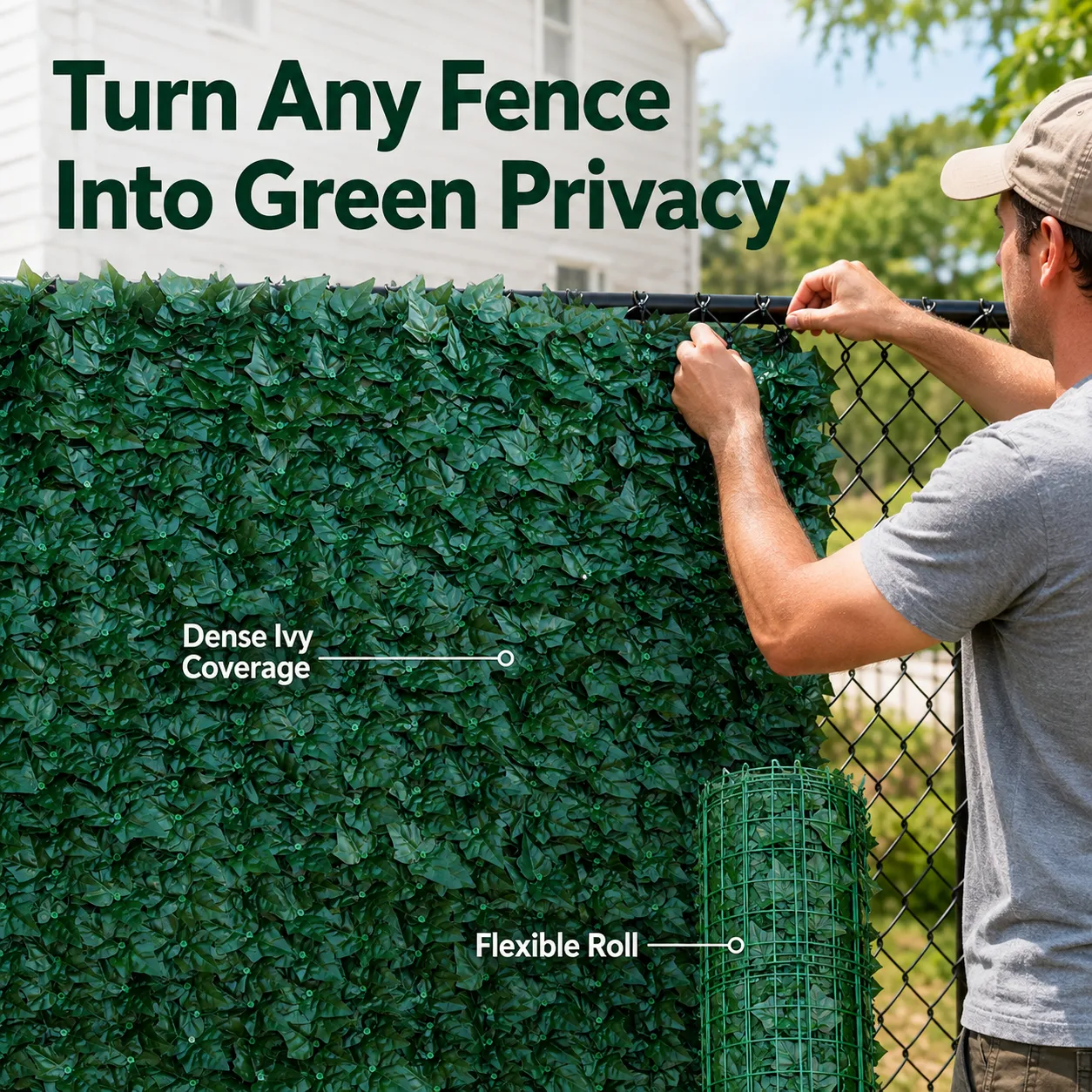 Deep Green Artificial Ivy Privacy Screen Roll