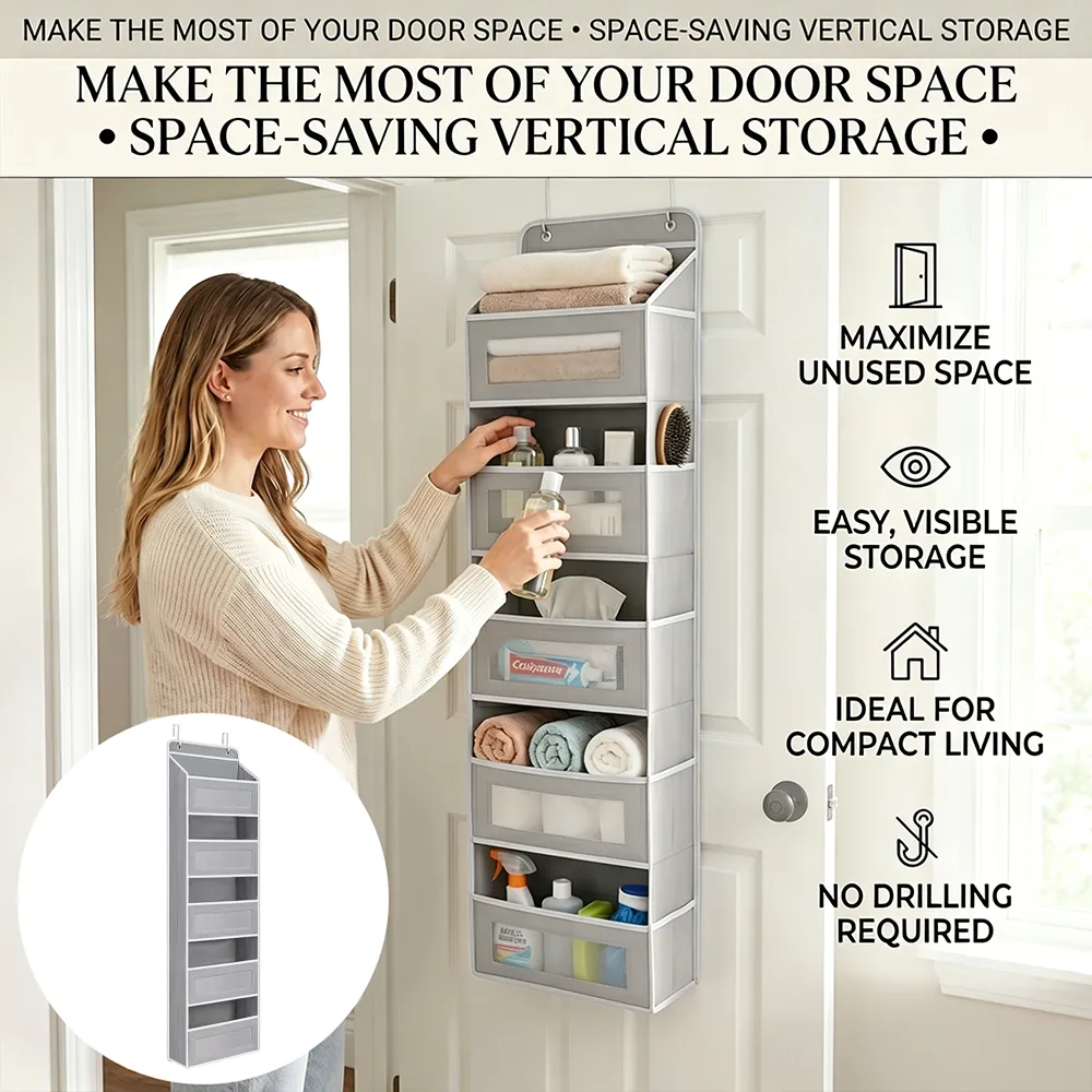Door Hanging Storage: Turn unused door space into a neat pantry or closet without any drilling. 🚪