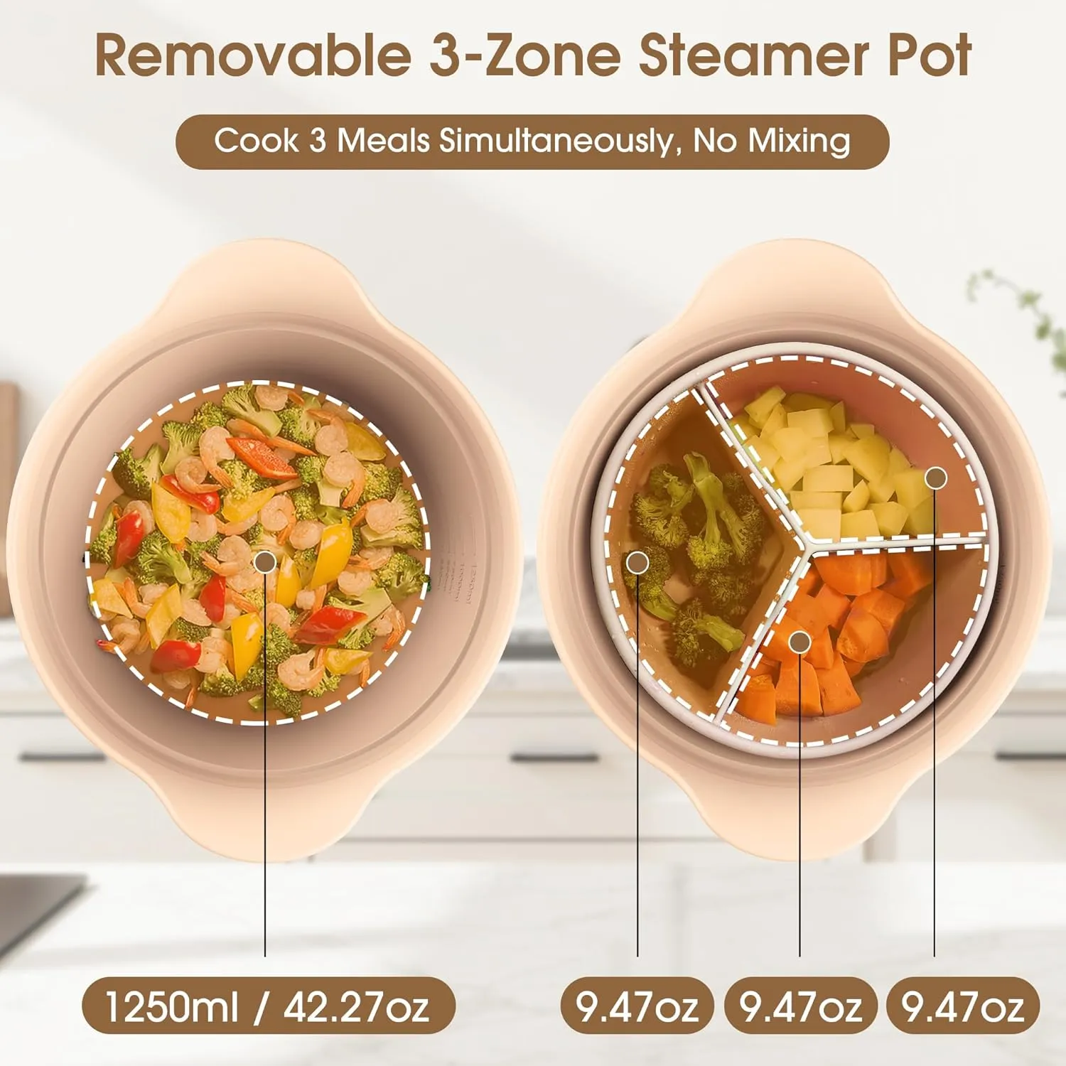 🍲Silicone Steamer Pot: Cook healthy, nutrient-rich meals in minutes using your microwave or oven.