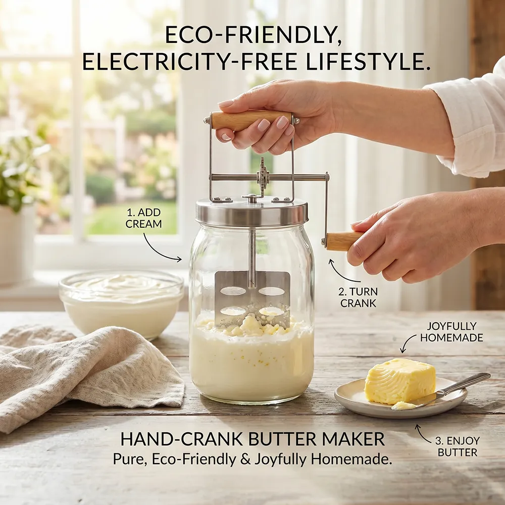🧈 Hand-Crank Butter Maker: Skip the store-bought additives and enjoy pure, homemade flavor. 🥖