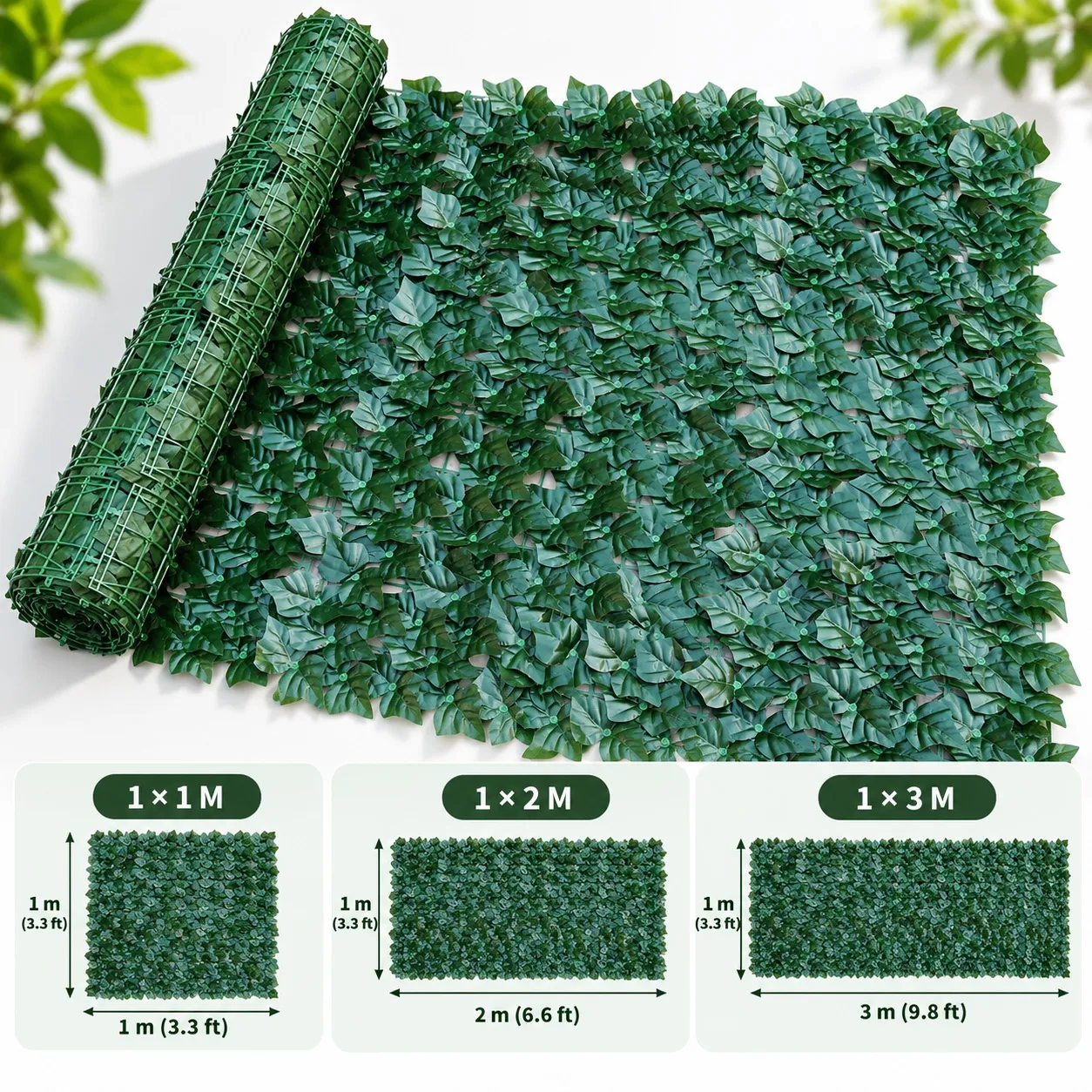 Deep Green Artificial Ivy Privacy Screen Roll