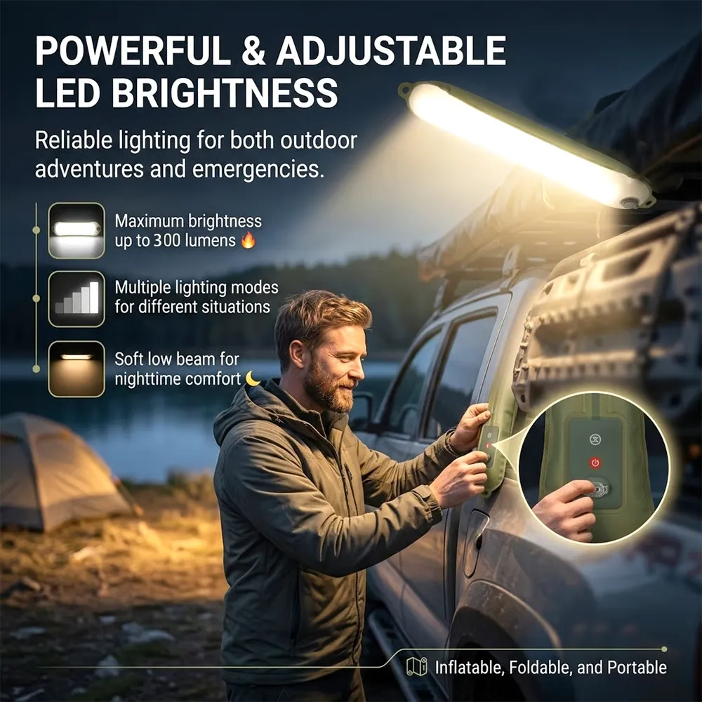 🏕️ Rechargeable Camping Light Strip – Foldable Waterproof LED Tent Light with Type-C Charging