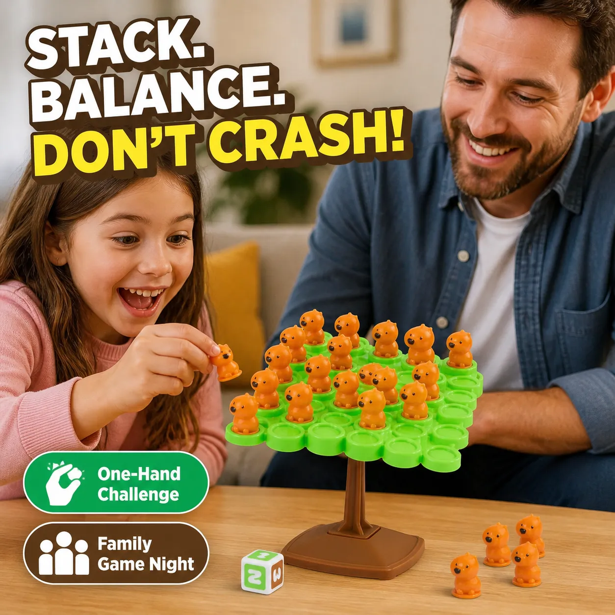 Capybara Balance Board Game – One-Hand Family Challenge