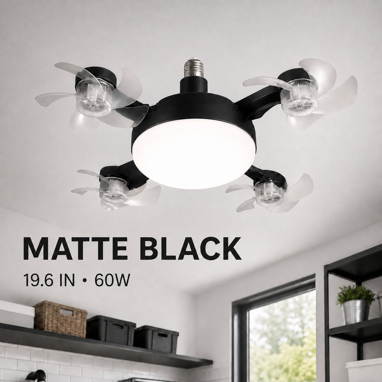 4-Head Screw-In Ceiling Fan Light with Remote
