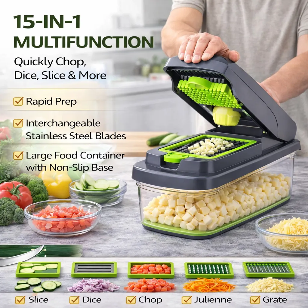 🥗 15-in-1 Vegetable Chopper 🔥