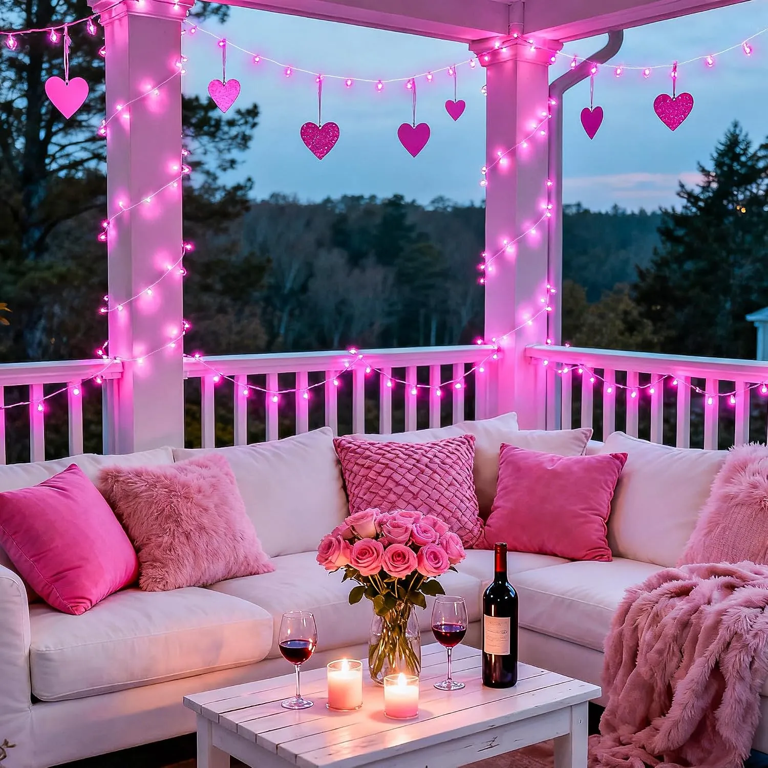Vivid Pink Battery-Operated LED String Lights