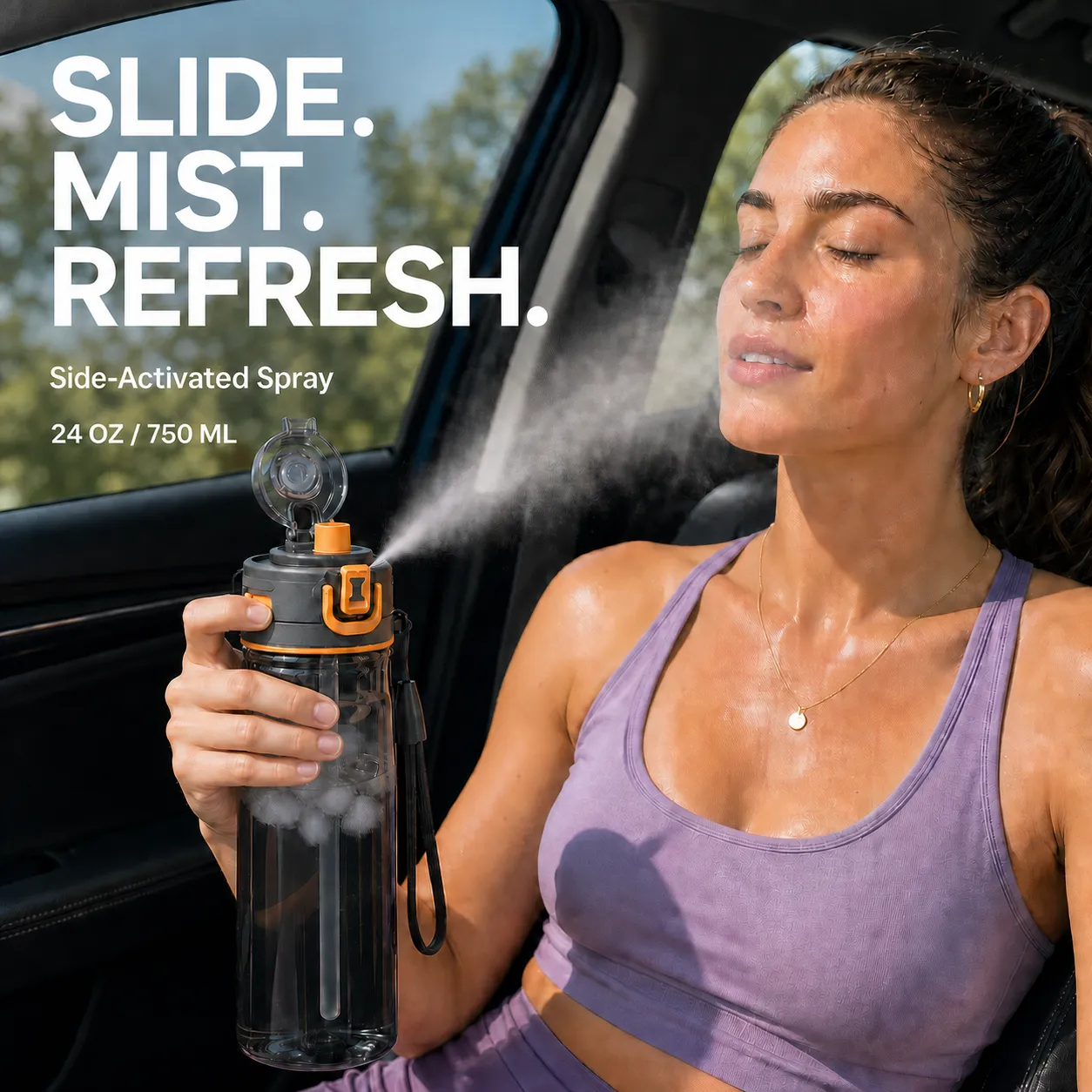 2-in-1 Misting Sports Water Bottle – 24 oz
