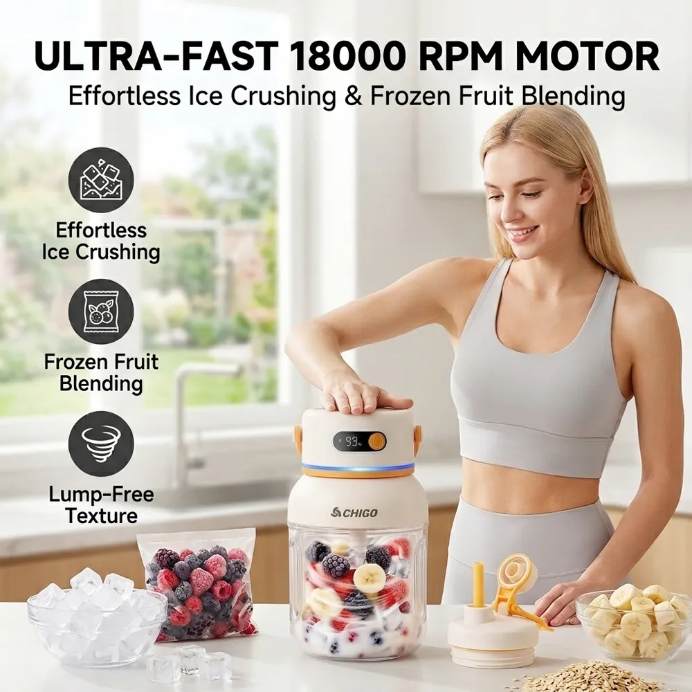 Portable Electric Juicer Cup with zero cord hassle 🥤: Drink fresh nutrient-rich smoothies without struggling with heavy blenders.🍓