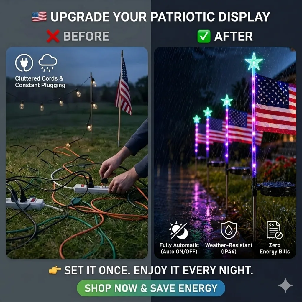 🇺🇸 LED Flag Solar Lights