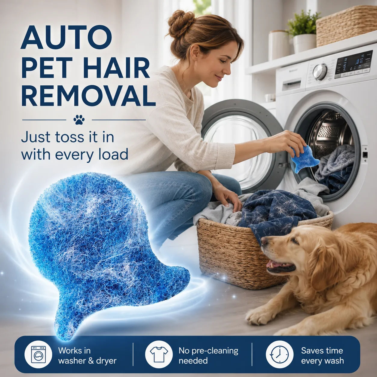 🧺 Reusable Laundry Hair Catcher