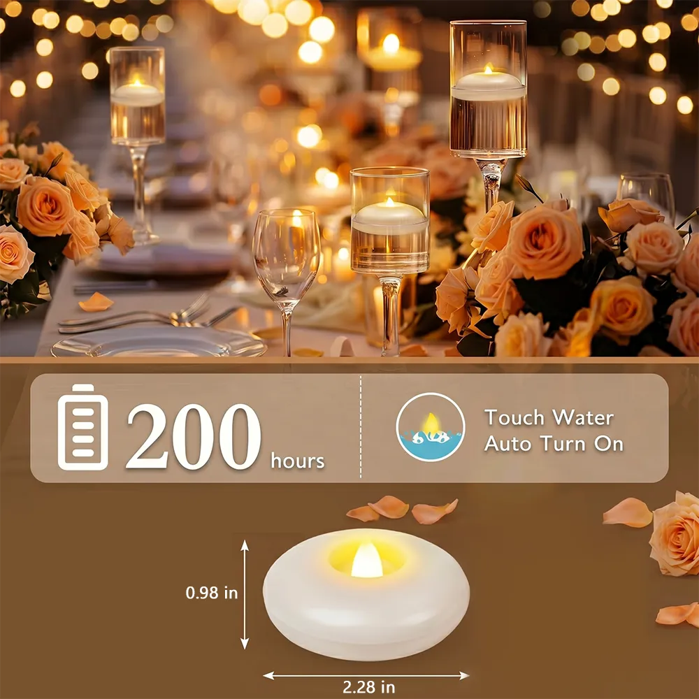Floating LED candle features
