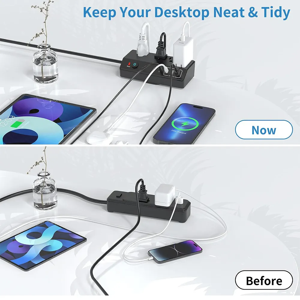 🔌 Clip-on Desktop Power Strip: Stop crawling under furniture to find a plug; bring 8 charging ports directly to your workspace level. 💻