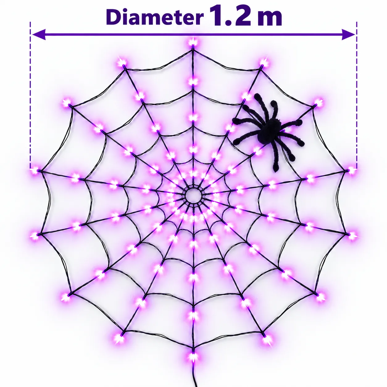 70-LED Halloween Spider Web Lights with Spider