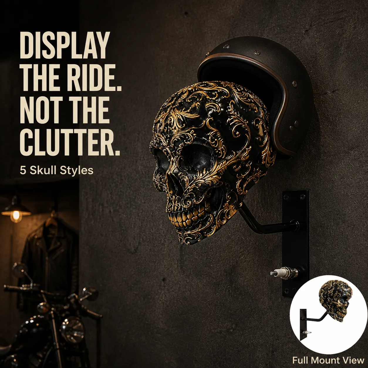 Skull Helmet & Gear Wall Mount