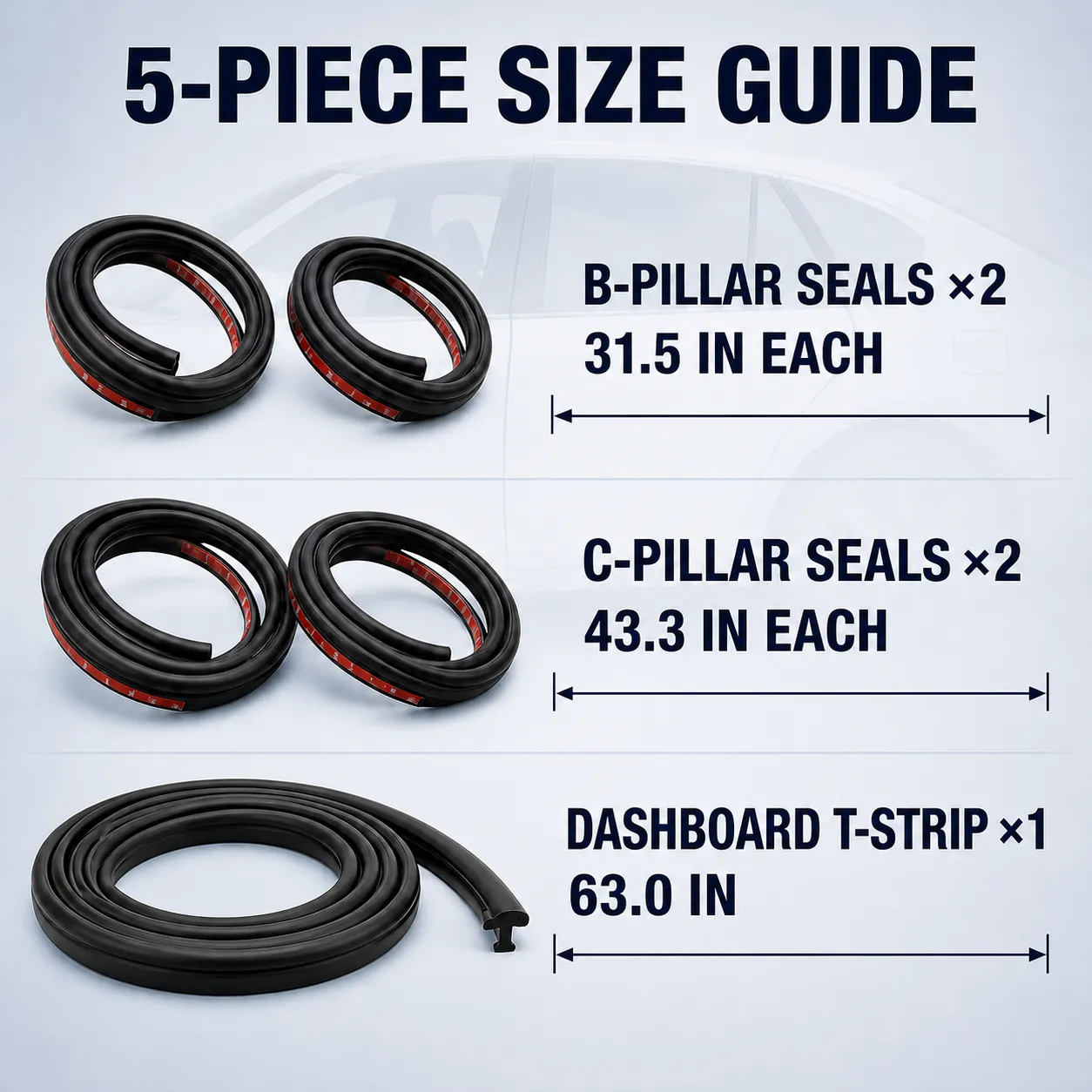 5-Piece Car Seal Strip Kit for a Quieter, Cleaner Cabin