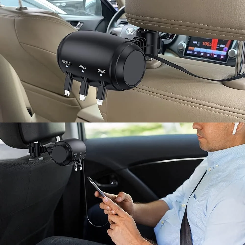Tangle-Free 3-in-1 Retractable Backseat Charger